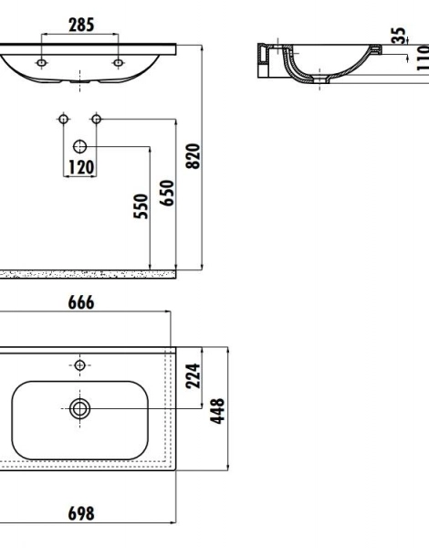 Раковина мебельная 45*70 см, IDEAL 70, цв. белый ID070-00CB00E-0000 50x20