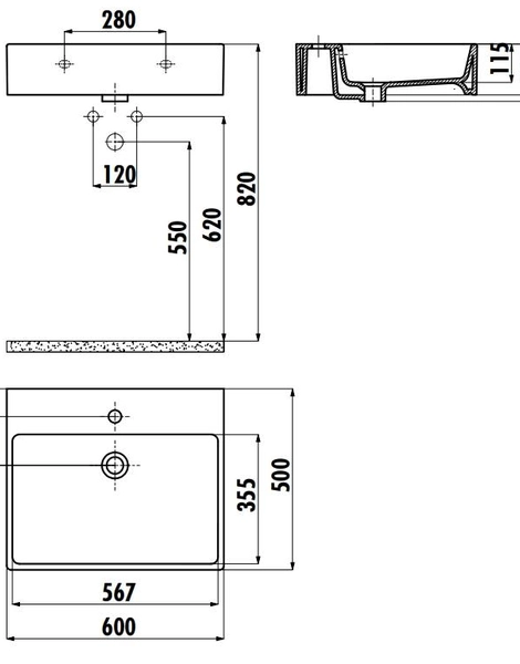 Раковина на столешницу 50*60 см NEXT цв. белый NX260-00CB00E-0000 20x52