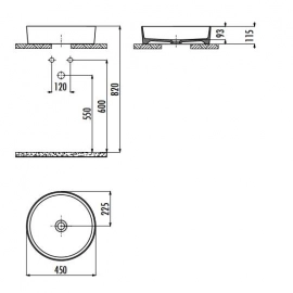 Export Group – Раковина на столешницу 45 см LOOP цв. черный матовый LP145-00SM00E-0000 20x50