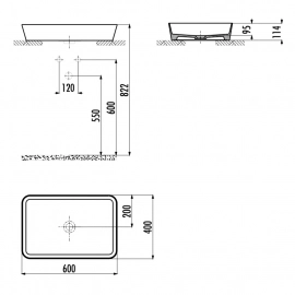 Export Group – Раковина на столешницу 60 см LOOP цв. белый LP060-00CB00E-0000 20x65