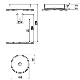 Export Group – Раковина на столешницу 40 см LOOP цв. белый LP140-00CB00E-0000 20x45