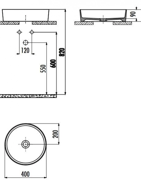 Раковина на столешницу 40 см LOOP цв. белый LP140-00CB00E-0000 20x45