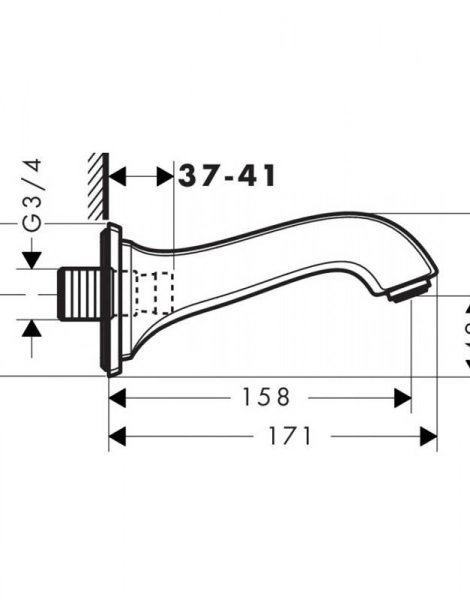 Излив на ванну Hansgrohe Metropol Classic, хром (13425000)