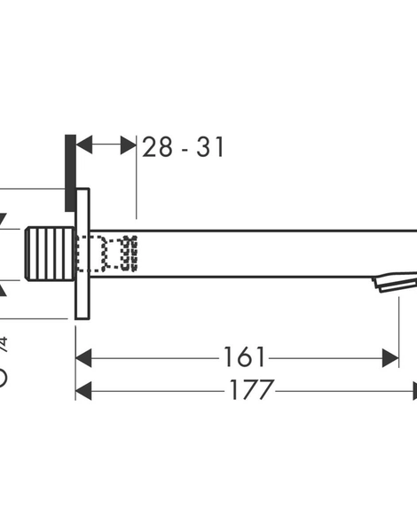 Излив на ванну Hansgrohe Metris S , 3/4, хром (14420000)