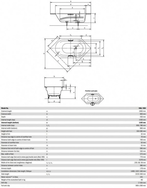 Ванна стальная Kaldewei Vaio Standard 190х90 см