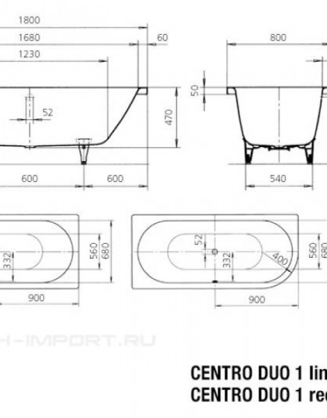 Ванна стальная Kaldewei Centro Duo Standard 180х80 см левая