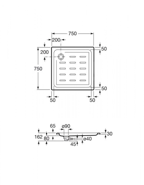 Поддон душевой Roca EASY 75х75