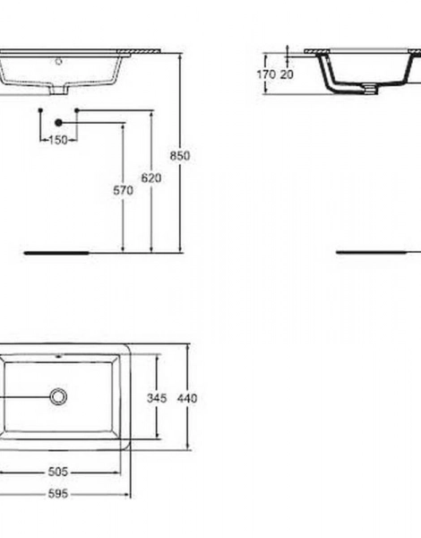 Раковина встраиваемая снизу Ideal Standard STRADA 44х59х17, фаянс, цвет Белый (K077901)