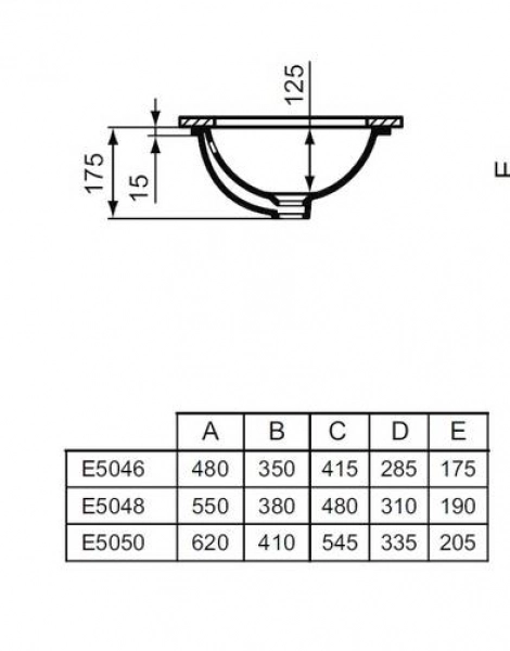 Раковина встраиваемая снизу Ideal Standard CONNECT 38х55х17.5, керамика, цвет Белый (E504801)