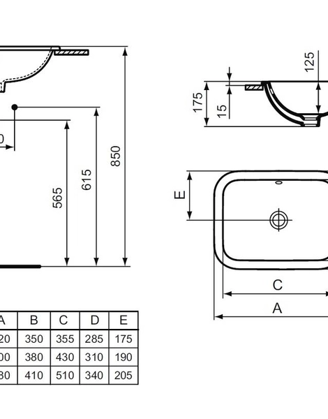 Раковина встраиваемая сверху Ideal Standard CONNECT 58х41х17.5, керамика, цвет Белый (E505901)