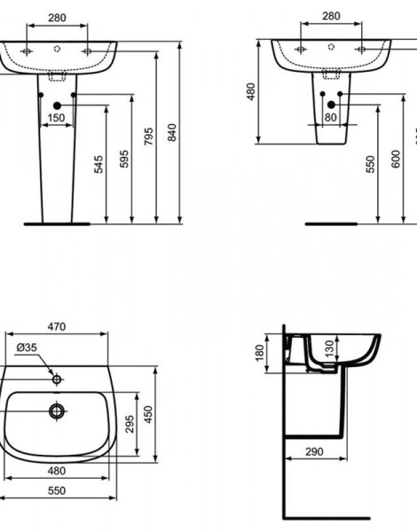 Раковина Ideal Standard Esedra 55 см, белая (T279901)