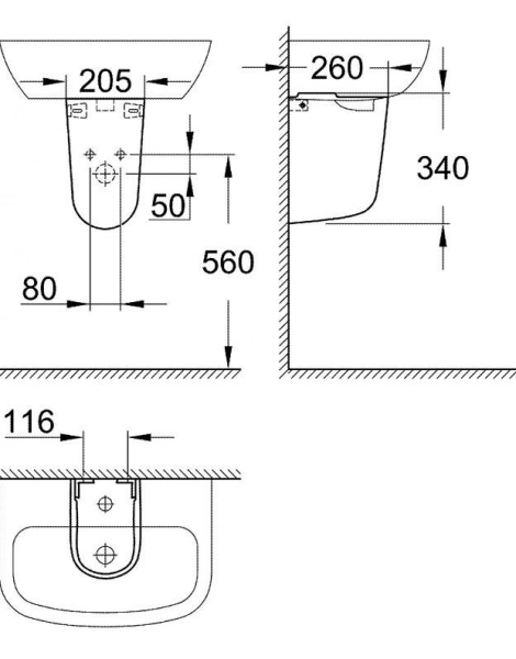 Раковина Grohe Bau Ceramic 55 см., белая (39440000)