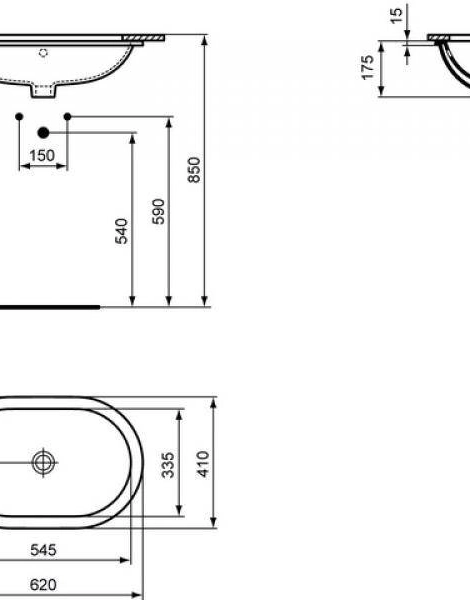 Раковина встраиваемая снизу Ideal Standard CONNECT 41х62х17.5, фаянс, цвет Белый (E505001)