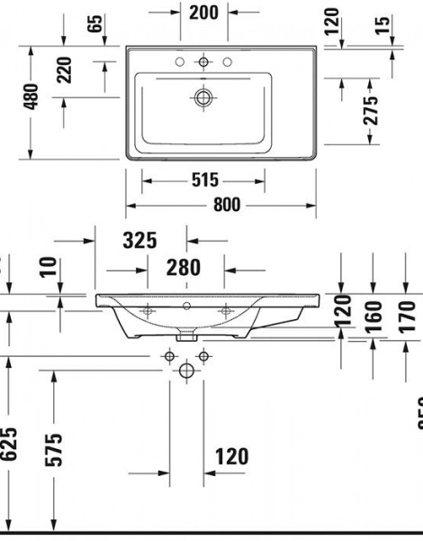 Раковина мебельная Duravit D-Neo 80х48х17, фарфор, цвет Белый (2369800000)