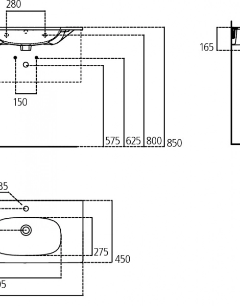 Раковина мебельная Ideal Standard TESI 80х45х16.5, фаянс, цвет Белый (T350901)