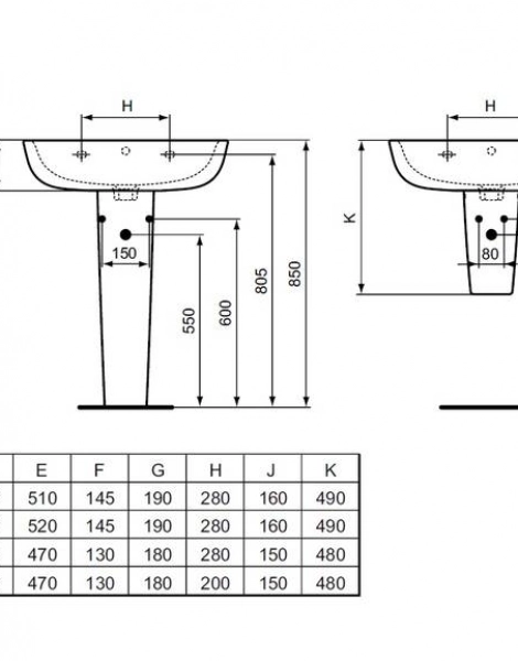 Раковина Ideal Standard ESEDRA 50 см., белая (T280801)