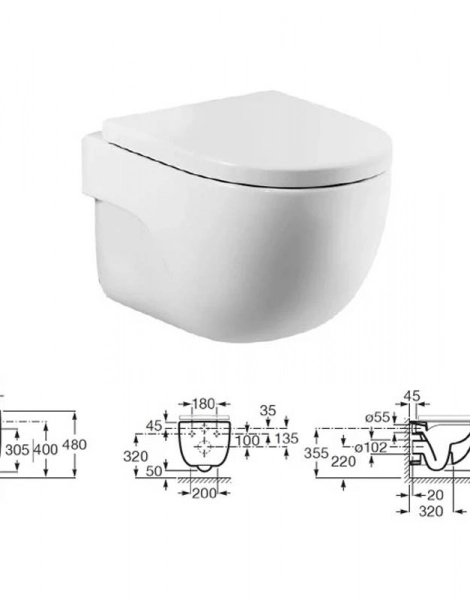 ПЭК Roca Meridian Pack подвесной унитаз Rimless + инсталляция + сиденье Supralit (7.8931.0.499.0)