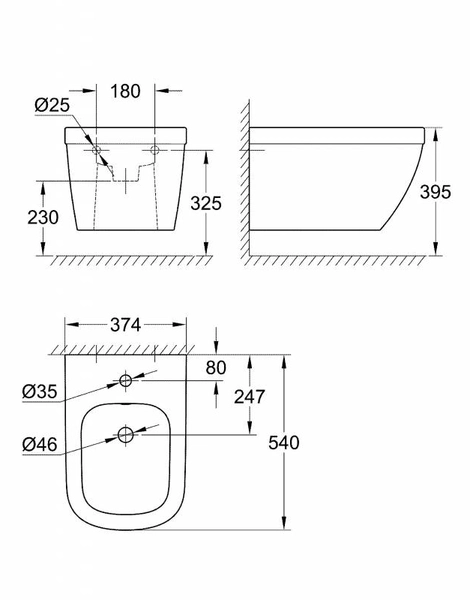 Биде подвесное Grohe Euro Ceramic Альпин-белое (39208000)