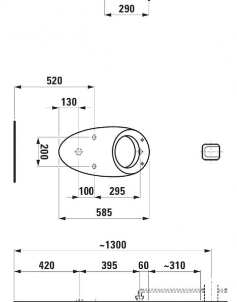 Писсуар LAUFEN ALESSI ONE с отверстиями для крышки с покрытием LCC (8.4097.1.400.416.1)