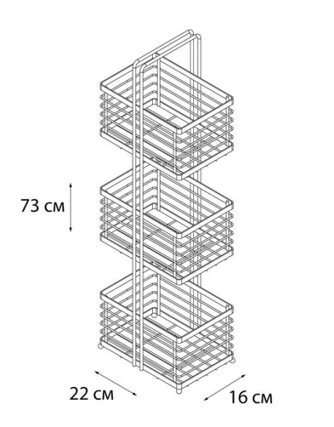 Полка прямоугольная Fixsen трехэтажная, сталь, хром (FX-851)