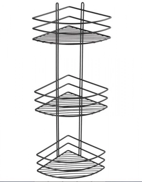 Полка корзина Fixsen угловая, трехэтажная, черная (FX-710B-3)