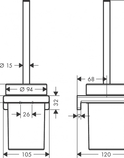 Ёрш для унитаза Hansgrohe AddStoris, матовый чёрный (41752670)