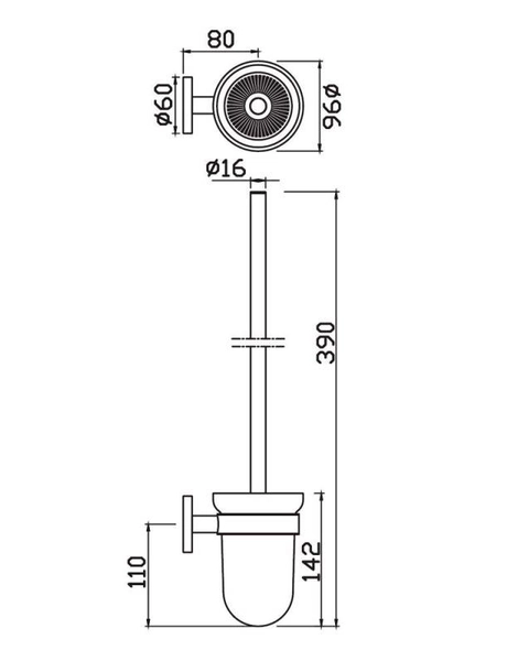 Ёрш для унитаза Jaquar с настенным держателем, стекло, хром (ACN-CHR-1143N)