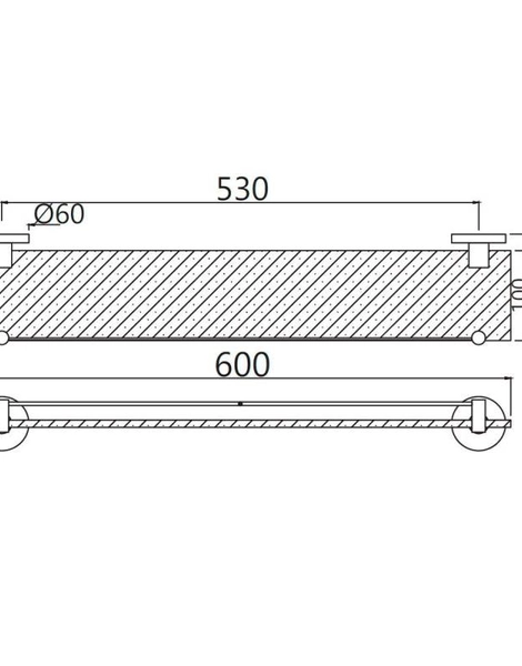 Полка для ванной комнаты Jaquar 600 мм, стекло, хром (ACN-CHR-1171N)