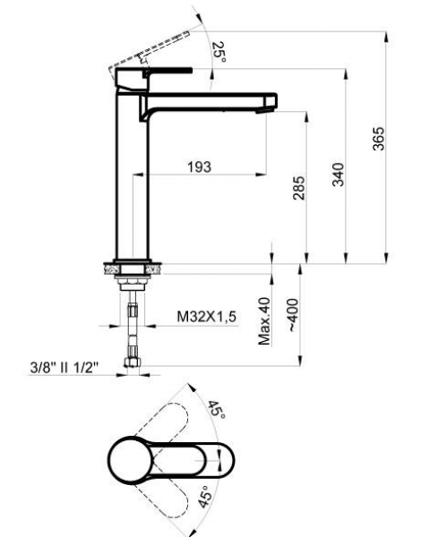 Смеситель для раковины AZARIO TEVIS высокий, хром (AZ-15494551)