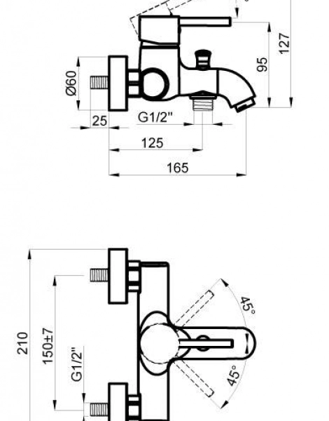 Смеситель для ванны с коротким изливом AZARIO TASCO, хром (AZ-15160511)