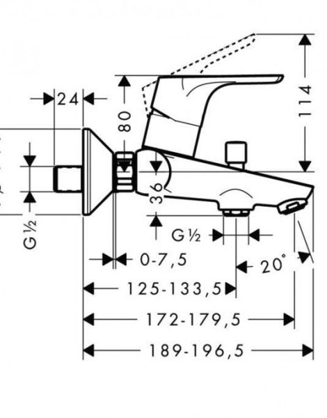 Hansgrohe 31940000 Focus Смеситель для ванны, однорычажный, ВМ, 1/2