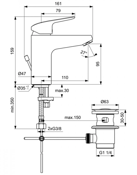 Смеситель Ideal Standard Ceraflex B1712AA для раковины