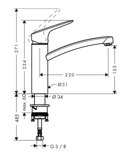 Смеситель для кухни Hansgrohe Logis, однорычажный, хром (71832000)