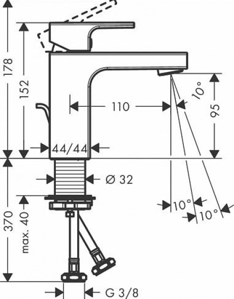 Смеситель для раковины Hansgrohe Vernis Shape, матовый чёрный (71569670)