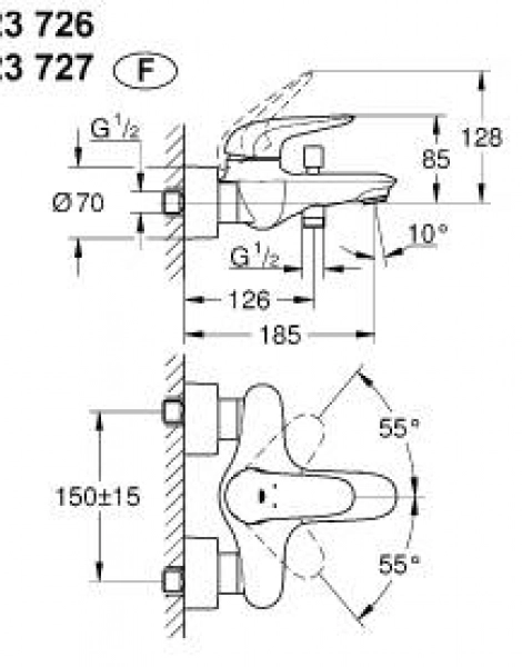 Смеситель для ванны GROHE Eurostyle, хром (23726003)