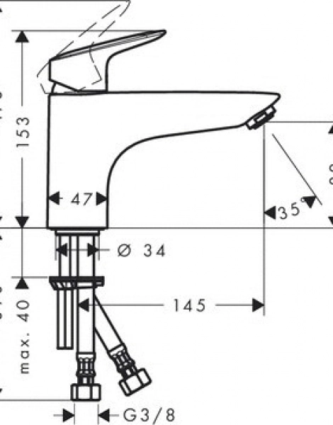 Смеситель на борт ванны Hansgrohe Logis, однорычажный , хром (71311000)