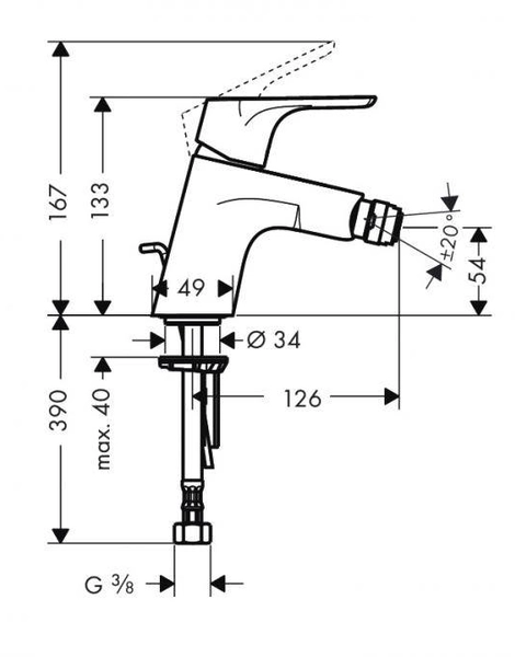 Смеситель для биде Hansgrohe Focus E2, однорычажный, хром (31920000)