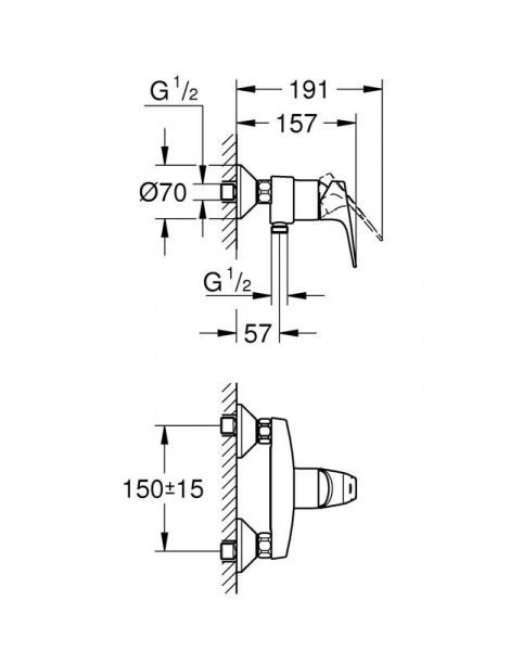 Смеситель для душа GROHE BauFlow, хром (23755000)