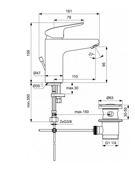 Смеситель Ideal Standard Ceraflex B1710AA для раковины