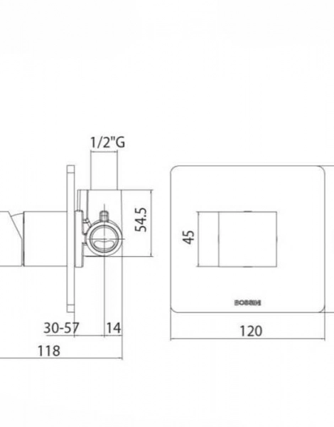 Смеситель для душа Bossini CUBE на 1 выход (внешняя часть), цвет хром (Z00064.030)