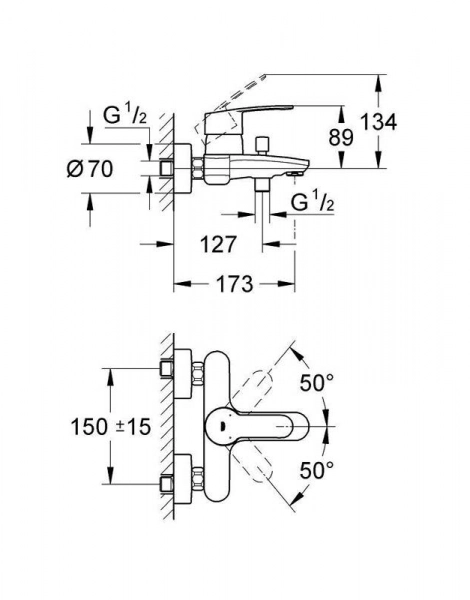 Смеситель для ванны GROHE Eurostyle Cosmopolitan, хром (33591002)