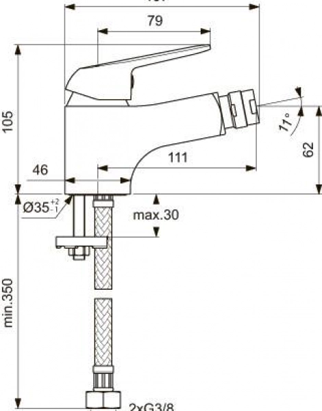 Смеситель для биде Vidima Fine, однорычажный, хром (BA386AA)