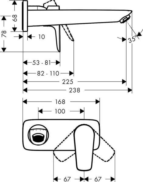 Hansgrohe 71734000 Talis E Смеситель для раковины, однорычажный, СМ, излив 225 мм