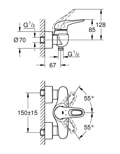 Смеситель для душа Grohe Eurostyle Хром (33590003)