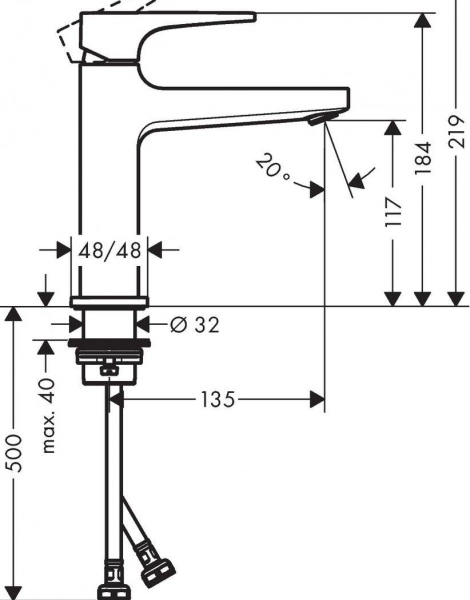 Hansgrohe Metropol 32507670 Смеситель для раковины 110, однорычажный, матовый черный