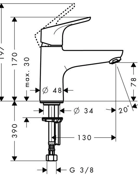 Hansgrohe 31931000 Focus Смеситель для ванны Monotrou, однорычажный, 1/2