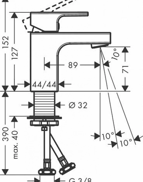 Смеситель для раковины Hansgrohe Vernis Shape, матовый чёрный (71567670)