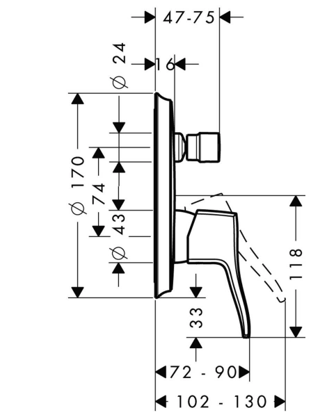 Смеситель для душа Hansgrohe Metris Classic, однорычажный, хром (31485000)