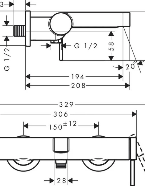 Смеситель для ванны Hansgrohe Finoris, хром (76420000)