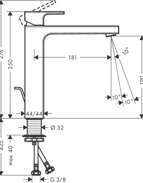 Смеситель для раковины Hansgrohe Vernis Shape Хром (71562000)